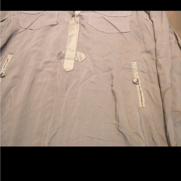 Grey tunic style shirt with satin trim size L - Picture 2 of 5